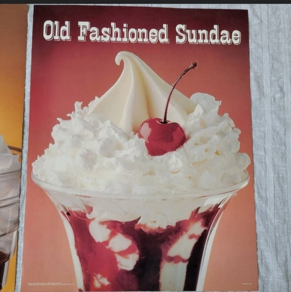2 Vintage Tastee Freez 1980 Ice Cream Cake Sundae Advertising Poster Banner Sign - Picture 3 of 5